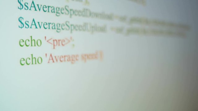 Coding on PC monitor selective focus 4k UHD (3840x2160)
