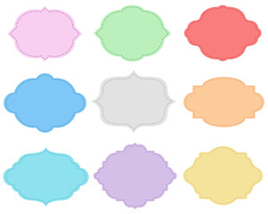 Cartoon labels set. Easy change colors