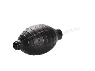Black Silicone blower for camera and lenses isolated on white background