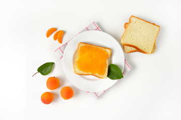 White bread with apricot jam
