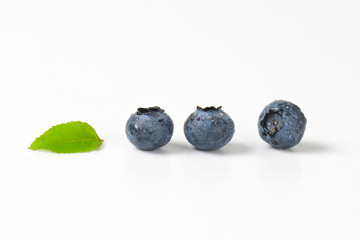Three fresh blueberries