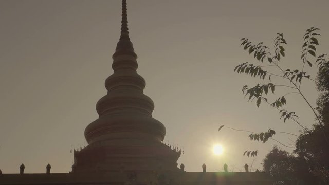 Pagoda sunrise ,Zoom-out,Thailand
