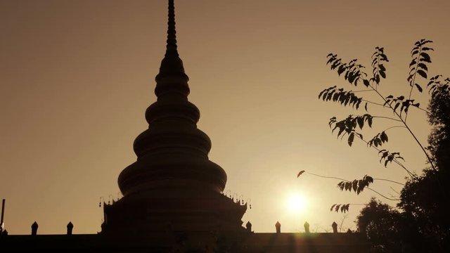 Pagoda sunset ,Zoomout ,Thailand