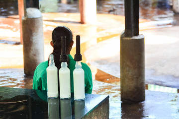 Orphaned Baby Elephant Being Feed With Milk At Pinnawala Elephant Orphanage, Sri Lanka. Pinnawala...