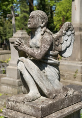 Fototapeta na wymiar Old statue on grave
