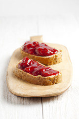 wheat bread with strawberry jam