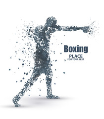 Abstract boxing from dot, particle divergent composition