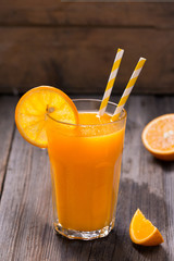 Glass of freshly pressed orange juice