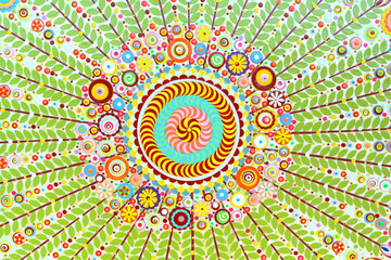 Floral mandala. Spiritual, yoga and meditation background. Lotus like, made from paper and acrylic...