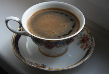 Coffee in a vintage cup