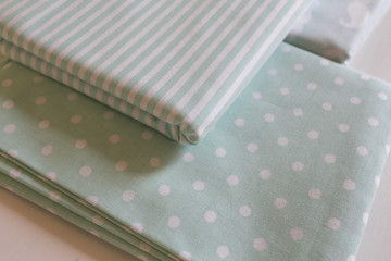 Closeup detail of multicolor fabric texture samples