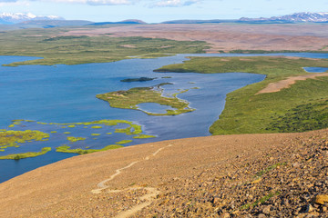 Panoramic view of Lake Myvatn, northern Iceland