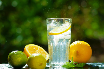Fresh water with lemon, lime and mint 