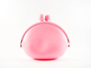 Pink plastic purse for coins money