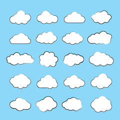 Set of Flat Clouds Icons. Cloud Shapes collection.