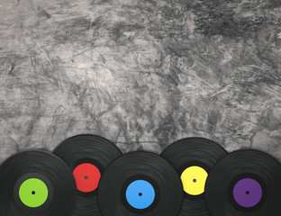 colorful vinyl records with blank space