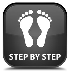 Step by step (footprint icon) black square button