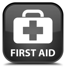 First aid black square button