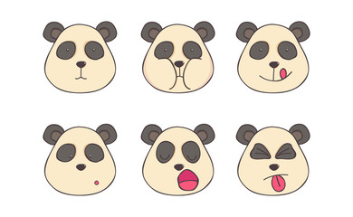 Fototapeta premium Set smileys pandas