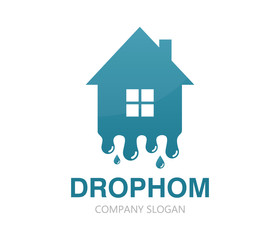 Vector water and drop house logo 