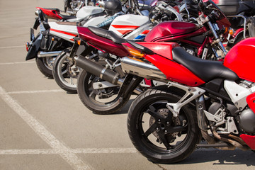 Obraz na płótnie Canvas motorcycles on parking