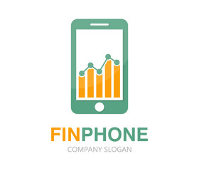   Vector logo combination of a graph and phone