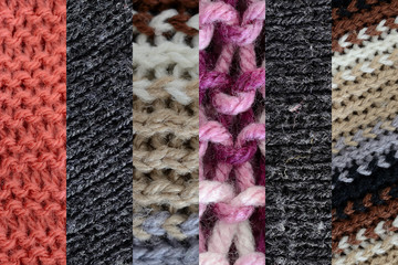 collage of different wools, vertical stripes