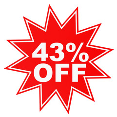 Discount 43 percent off. 3D illustration.