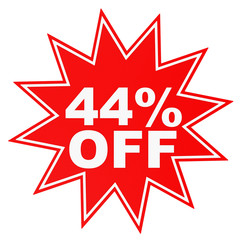 Discount 44 percent off. 3D illustration.
