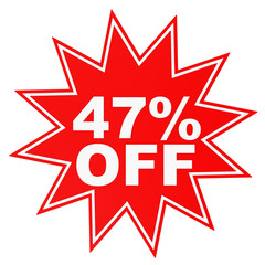Discount 47 percent off. 3D illustration.
