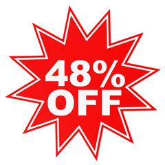 Discount 48 percent off. 3D illustration.