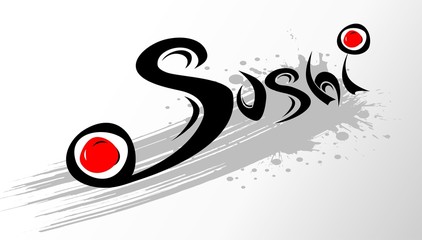 Logo template sushi. Vector design with stylized font.
