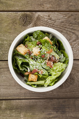 round bowl with crunchy caesar salad