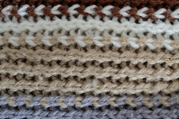 wool texture, horizontal white, brown, grey and black lines