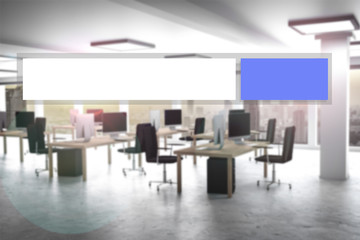 blue web search button office appartment 3d illustration