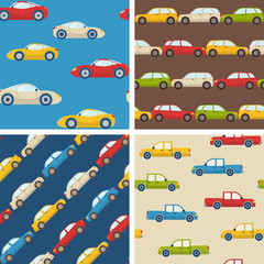 Set of seamless patterns with cars
