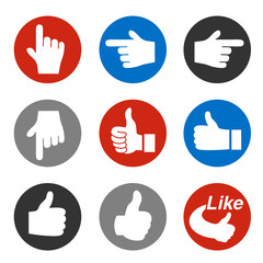 Vector set of hand gesture, button - best choice symbol, next, more sign