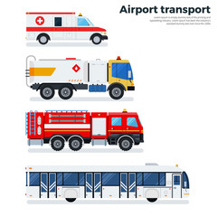 Types of airport transport isolated on white