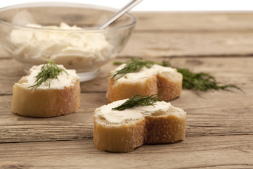 bread slices with herbs and butter