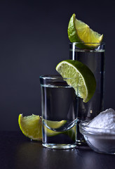 Gold tequila and lime