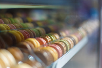 French macaroons in cafe