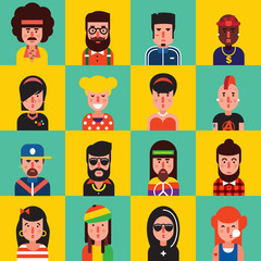Fototapeta premium Avatar Flat Icon Set