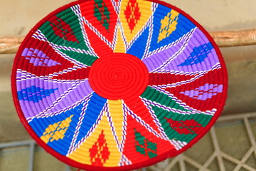Colorist basketry underplate for injera food. Mekelle-Ethiopia. 0463