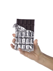 holding chocolate bar