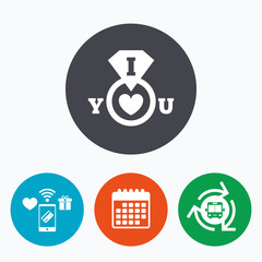 I Love you sign icon. Valentines day symbol.