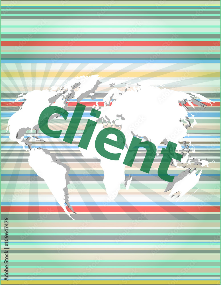 Poster seo web design concept: client on business digital background vector quotation marks with thin line 