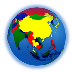Asia on political model of Earth