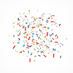 Explosion cloud of black pieces. Confetti. Vector illustration