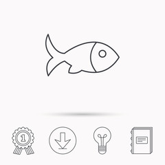 Fish icon. Seafood sign. Vegetarian food symbol.