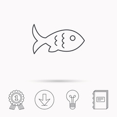 Fish icon. Seafood sign. Vegetarian food symbol.